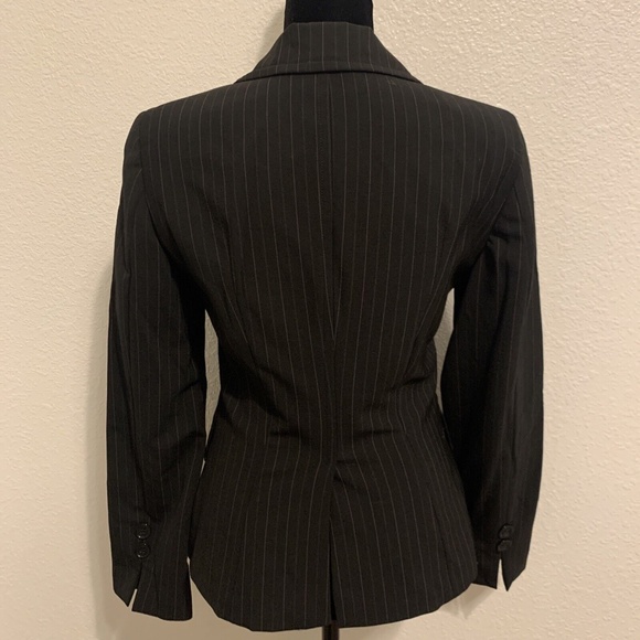 Vintage Bebe Fashions Black Stretch Pink & Gray Pin Stripe Blazer Women's 0 - Picture 4 of 8